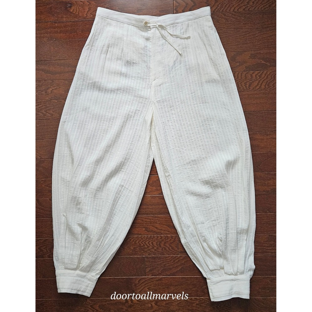 ZARA Linen Blend Balloon Harem Pants High Waist Pleated Button Cuff sz XL NWT